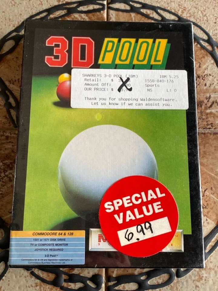 1991 3D Pool by Microplay -  Commodore 64 Vintage Computer Game  - Image 1 of 4