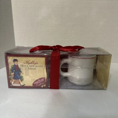 2 件美国女孩马克杯 Pleasant Co. Hallmark MOLLY'S 热巧克力 2002 全新 阅读 — 第 1/4 张图片