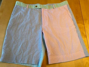 JORDAN LASH CHARLESTON MULTICOLOR SEERSUCKER BERMUDA MESH LINED SHORTS SZ 38 - Picture 1 of 7