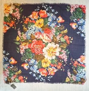 GUCCI Wool Josephine Floral Shawl Navy Blue Multicolor New with Tags - Picture 1 of 14