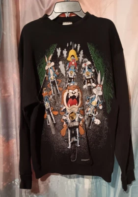 Sudadera de moto vintage 1993 Looney Tunes talla L doble cara por todas partes Foto 1 de 4