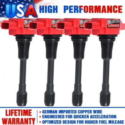 4PCS Ignition Coil 22448-JA00C For Nissan Altima Rogue Sentra Versa Cube UF549 - Изображение 1 из 4