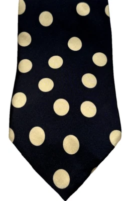 Hugo Boss 100% Silk men's tie Beige circles & squares on Black 57x3.75" - Image 1 of 4