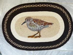 Tappeto patch intrecciato ovale stampato a mano SandPiper Shore Bird 20"x30" tappeti terra - Foto 1 di 1