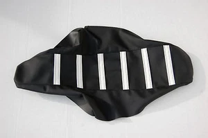 New Ribbed Seat Cover Black with White Ribs WR250F WR450F 2003 2004 2005 2006 - Picture 1 of 2