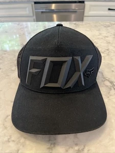 FOX RACING Hat Black  Baseball Cap Snapback Raised Silicone Large Letter Logo - Picture 1 of 6