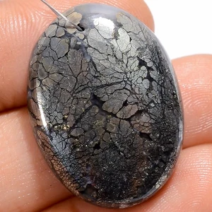Marcasite Agate Oval Cabochon Drilled Loose Gemstone 44.5 Ct. 28X21X7 mm A-27292 - Picture 1 of 2