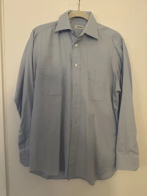 Ascot Chang Custom-Made Blue Cotton Dress Shirt – M - Image 1 of 4