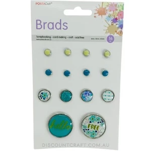 Brads Aqua 6mm x8pc, 12mm x4pc, 25mm x2pc - Picture 1 of 1