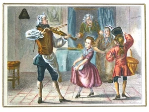 Incisione antica 1800 acquerellata a mano scena musicale e danza con cornice - Picture 1 of 3