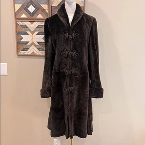 Vintage Ralph Lauren Collection Shearling Fur Coat Dark Brown size 10 - Picture 1 of 16