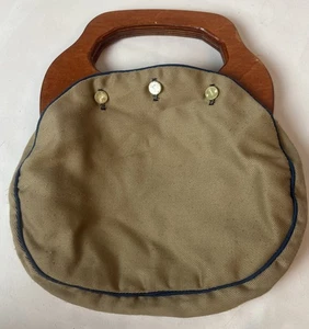Bolso Bermudas De Colección Banner Casa Mango de Madera Clásico Preppy Cartera Perla Botones - Imagen 1 de 6