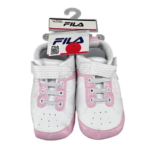 Fila Infant Crib Shoes Baby 6-12 Months White Pink Soft Walker Booties Sneakers - Picture 1 of 12