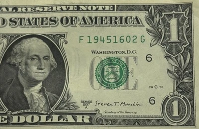 Birthday Note February 16 1945 Fancy Serial Number One Dollar BillF19451602G FW - Image 1 of 4