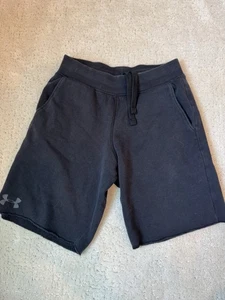 Under Armour Boys Shorts Youth Small Black Sweat Shorts  - Picture 1 of 4