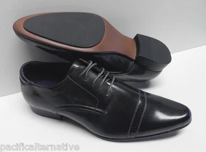 MENS Dark Grey Shoes Size 42 Wedding Suit NEW #ELG-031 - Picture 1 of 7