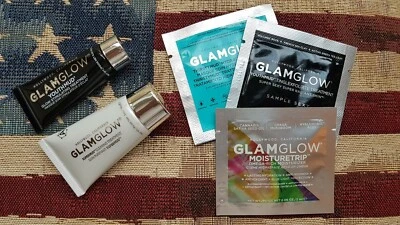 Glamglow samples: Supermud, Youthmud, Thurstymud, Moisturetrip & Tinglexfoliate  - Image 1 of 4