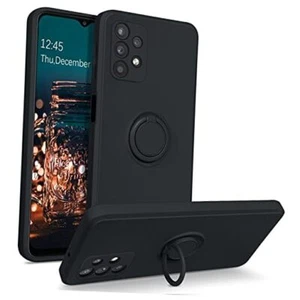 Galaxy A32 5G Case, Slim Silicone 360° Ring Holder Kickstand C185-Black - Picture 1 of 8