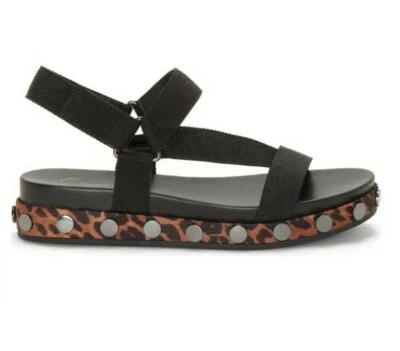 Jessica Simpson Women's Black Leopard Print Perie Flat Sandal Size 9  - Image 1 of 4