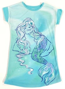 Mermaid Nightgown Girls Medium 7-8 Short Sleeve Sleep PJ Shirt Cute Kids Gift - Picture 1 of 3