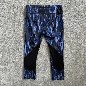 Lululemon Womens Pace Rival Crop Leggings  Black/Blue  Size 6 - Picture 1 of 7