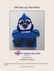 Porta golosinas Blue Jay Bird - patrón o kit de lona de plástico - Imagen 1 de 1