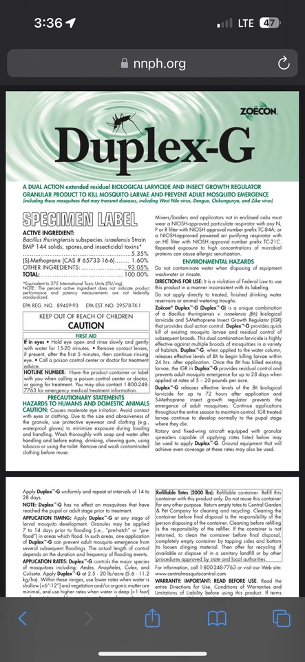 DUPLEX-G bt bacillus thuringiensis S Methoprene MOSQUITO BEST PRICE!!! - Image 1 of 3