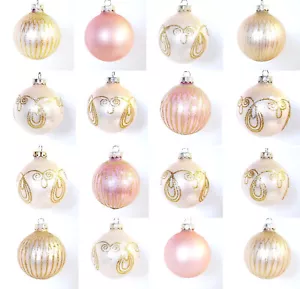Vintage Rauch Industries SET 16 GLAS BEFLOCKT GLITZER Weihnachtsornamente FEIN - Bild 1 von 7
