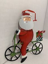 NWT Santa On Bike Christmas Ornament Color Red White Green Black