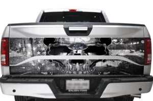 Truck Bed Tailgate Graphic Wrap Sticker Decal Fits Ford F150 2PC 15-17 USA SKULL - Picture 1 of 2