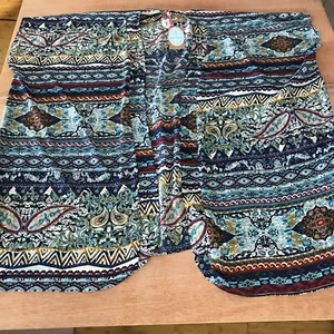 Cinnamon Girl Cardigan Beach Cover Up Women M Blue Paisley Aztec Open Front - Picture 1 of 10