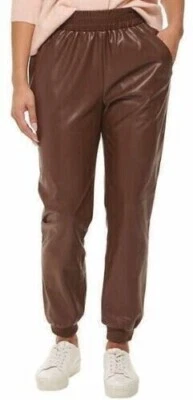 NWT DKNY Women's Pull On Faux-Leather Pants With Pockets Brown Size S $80 II428 - Image 1 of 3