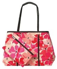 Avon Pink Poppy-Print Tote & Cosmetic Bag  [19 1/2x11x6] Brand New