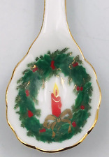 VTG Reutter Germany Christmas Wreath w/ Candle Ceramic Souvenir Spoon 5.5" Long