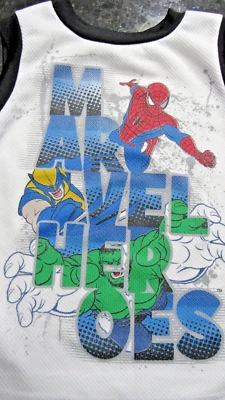 Marvel Heros Sleeveless Jersey style Size 5 kids tank Spiderman/Wolverine/Hulk - Image 1 of 4