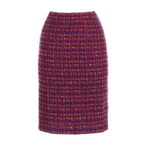 Crisca Vintage Tweed Colorful Pink Virgin Wool Mohair Pencil Skirt Size 38 - Picture 1 of 10
