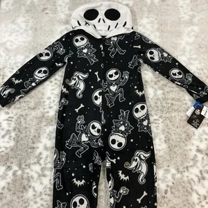 The Nightmare Before Christmas Pajamas 6/7 Kids Hooded Suit Costume Fleece B - Picture 1 of 12