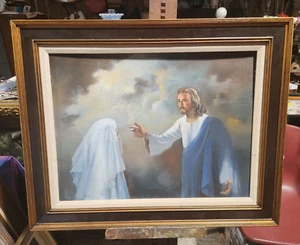 FRAMED LLOYD GARRISON ORIGINAL OIL PAINTING OF DEPICTION OF JESUS RELIGOUS SCENE - Picture 1 of 6