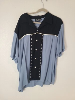 Camisa Fender The Collection Da Vinci Para Hombre XL Azul y Negra Rock N Roll Foto 1 de 4