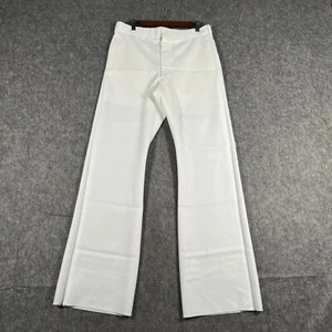 Pantalone uomo taglia 34R bianco piatto davanti svasato bootcut retrò anni 80 90 - Foto 1 di 8