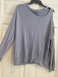womans express oneeleven sweatshirt soft blue open shoulder cut outs size medium - Picture 1 of 4
