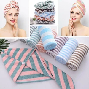 THICK Hair Turban Towel Twist Wrap MICROFIBRE QUICK DRY COTTON HEAD BATH CAP - Picture 1 of 38