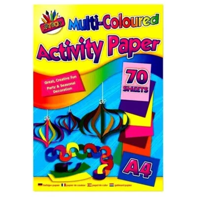 TALLON Multicoloured Activity Paper 80GSM A4 Size 70 Sheets For Childrens Creative Art