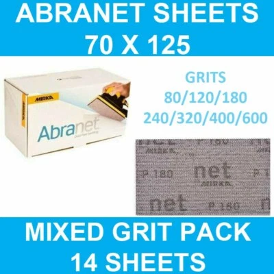 WOODTURNING MIRKA ABRANET 70 X 125 STRIPS SHEETS - MIXED GRIT PACK OF 14