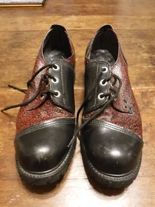 Zapatos Industriales NaNa Para Hombre 13 Cuero Negro Tooled Rojo Flores Punk Grunge Años 90 - Imagen 1 de 20