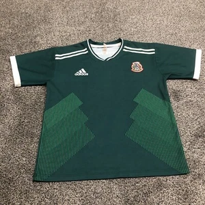 Adidas Shirt Boys Size 12 Green White Mexico Soccer Futbol Football Mens - Picture 1 of 12