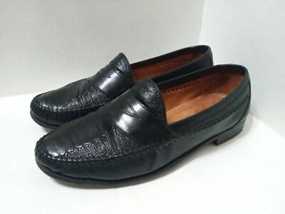 Bachrach Loafers Made In Italy Vero Cuoio Leather Genuine Snake Skin Sz 9 - Image 1 of 4