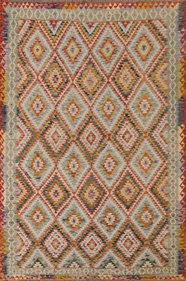 South-western Flat weave Reversible Kilim Area Rug 7'x9' Living Room Wool Carpet - Image 1 of 4