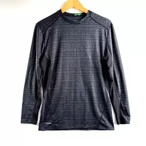 Top camicia donna strato 8 strati base taglia media nero grigio righe manica lunga - Foto 1 di 6