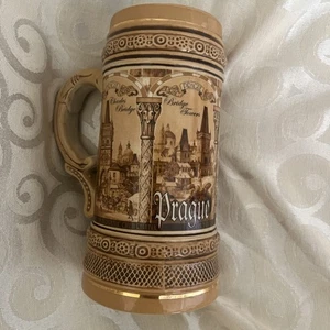 Beer Mug Stein With Handle 24 Oz Prague Castle Charles Bridge Czech Republic -M - Picture 1 of 14